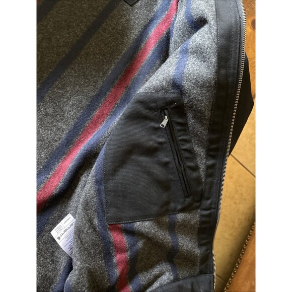 carhartt jacket Black Denim flannel
 Lined Size Large Coffee Logo Detroit - Picture 8 of 9